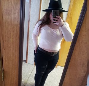 Delia's Lace-Back Cropped Sweater